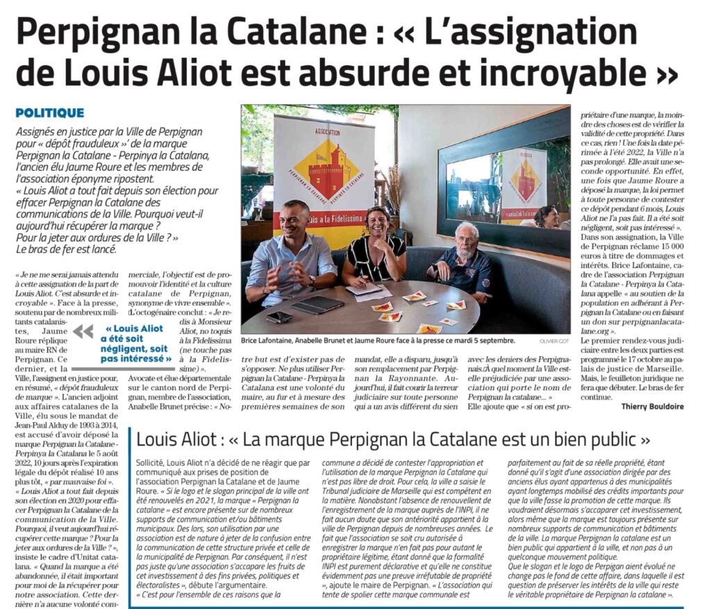 L'Indépendant - Conférence Perpignan la Catalane du 05 septembre