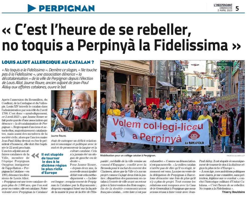 Jaume Roure annonce que Perpignan la Catalane n’appartient pas qu’au passé
